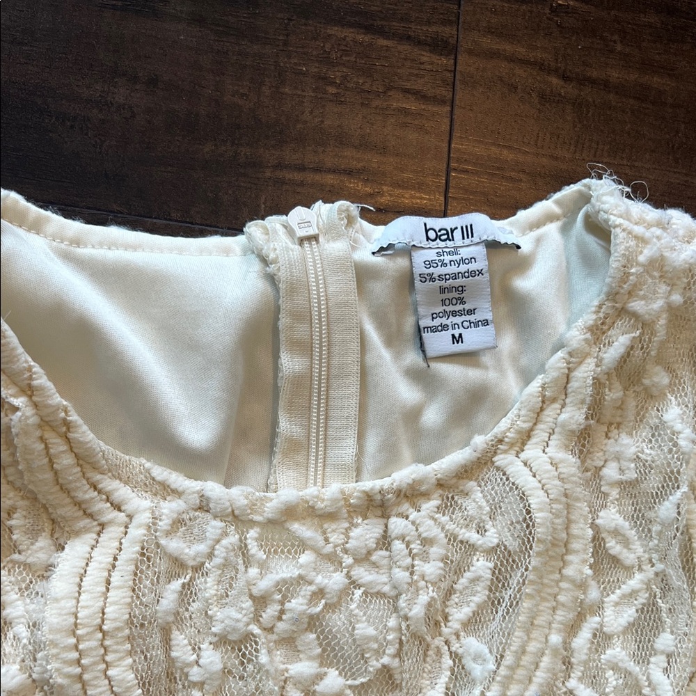 Bar III Cream Lace Mini Dress - Picture 2 of 3